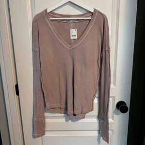 WE THE FREE V-Neck  Thermal Long Sleeve Top